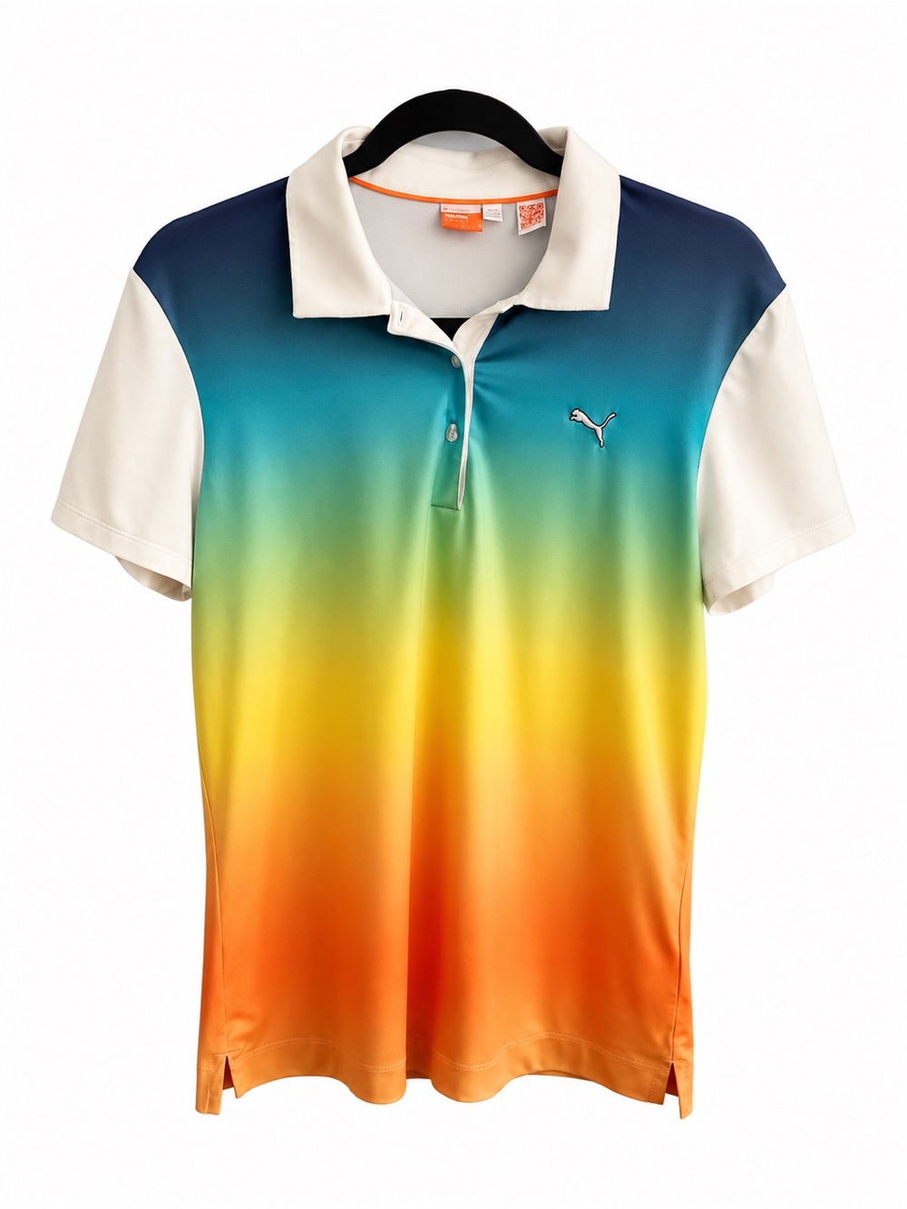Puma Men’s Ombre Polo Golf in Blue, Green, Yellow, Orange with White Trim